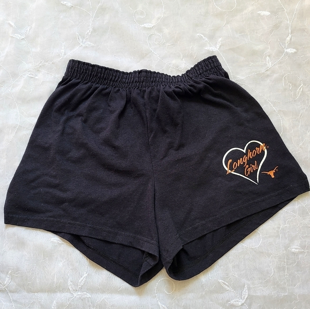 Soffe Y2K Black Athletic Shorts with Elastic Waistband Longhorn Girl Graphic